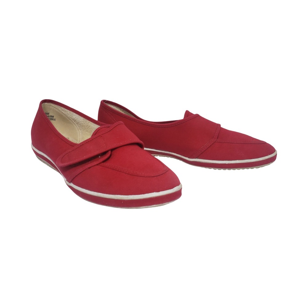 Grasshoppers Womens Red Canvas Hook and Loop Slip On Sneakers EF 5046M Size 10M